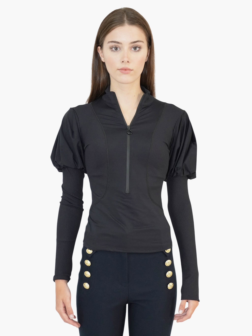 Puff Sleeve Zip-Up Jacket