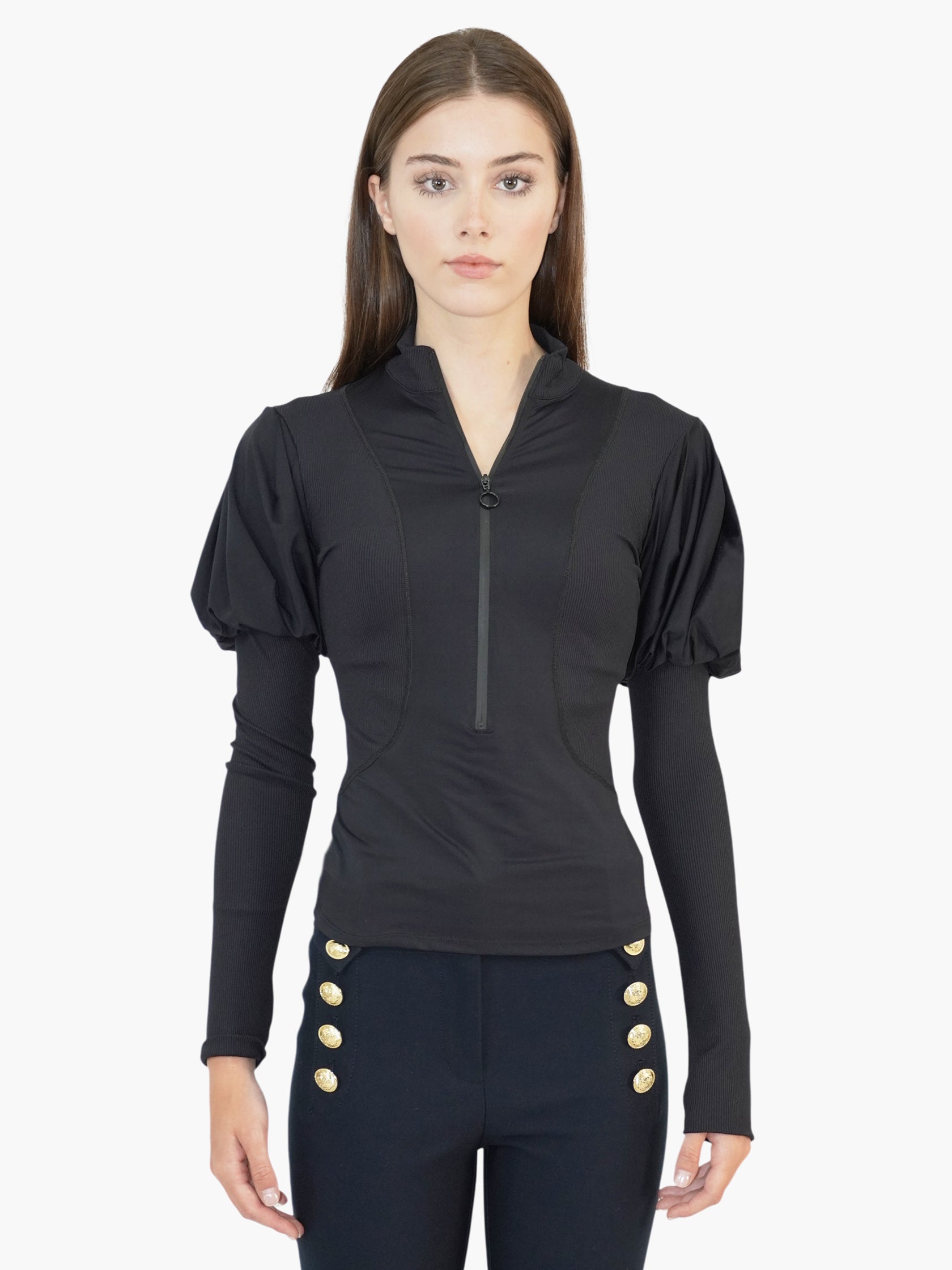 Puff Sleeve Zip-Up Jacket