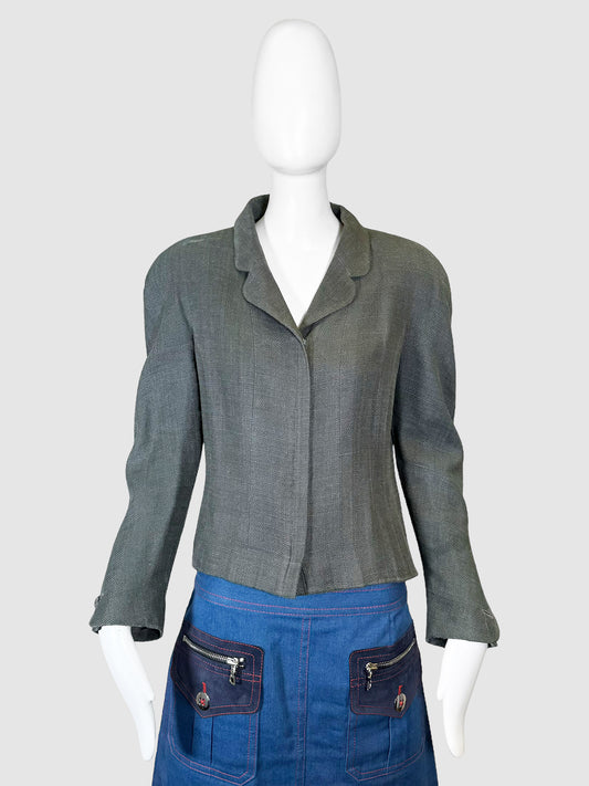 Chanel Tweed Zip-Up Linen Blazer - Size 42