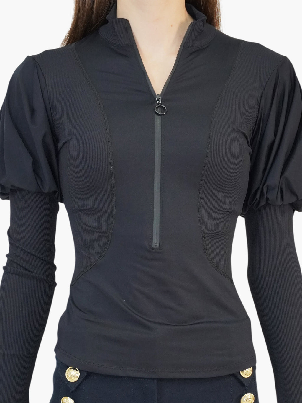 Puff Sleeve Zip-Up Jacket