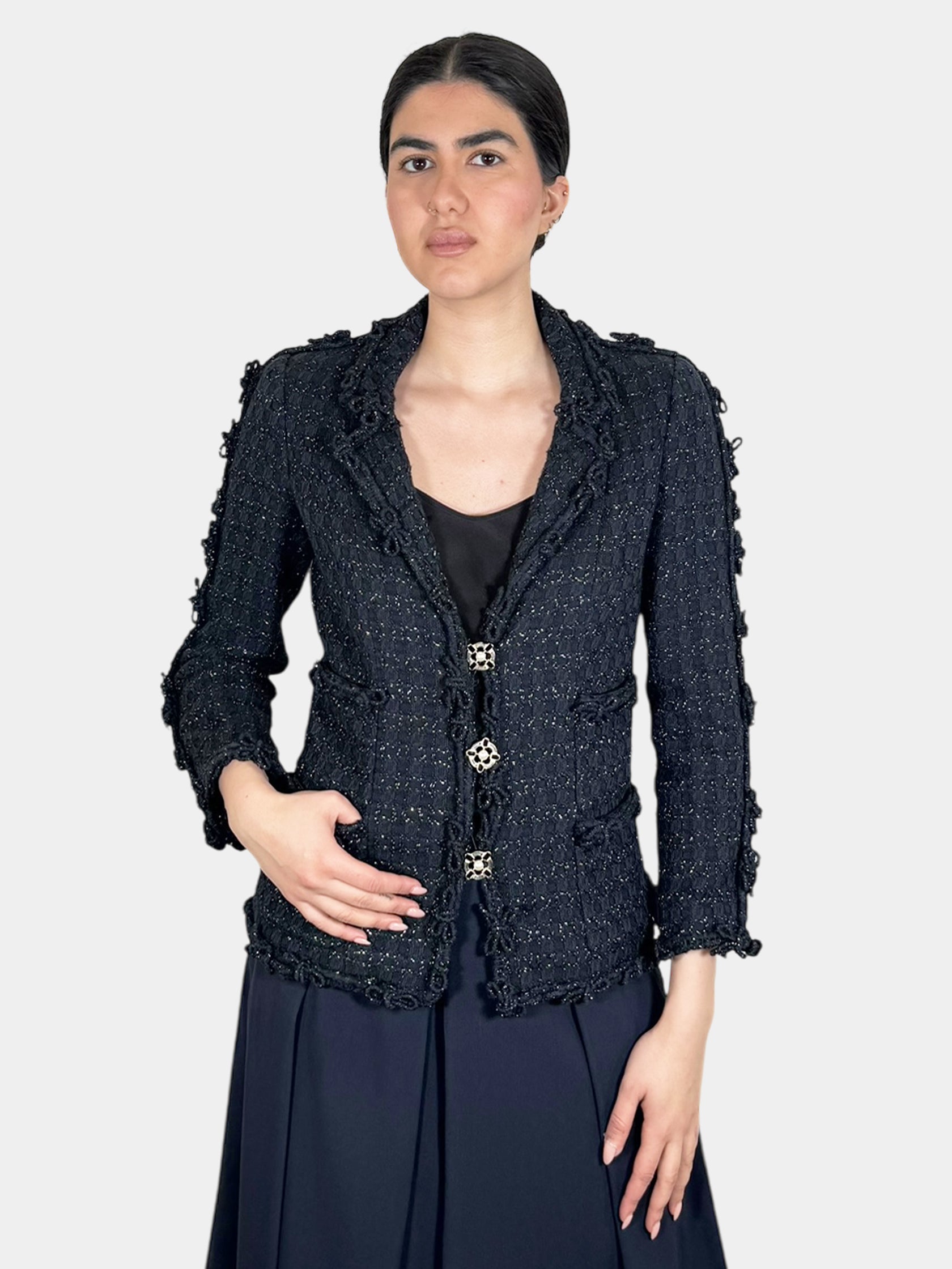 Tweed Single-Breasted Blazer - Size 38