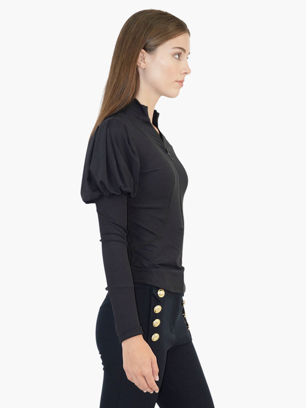 Puff Sleeve Zip-Up Jacket
