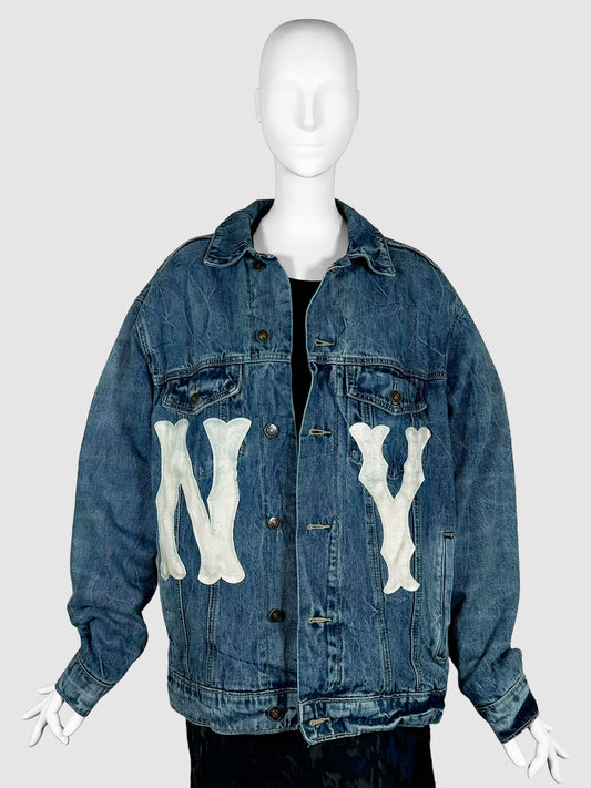 Gucci Blue Acid Wash New York Yankees Patch Denim Jacket Luxury Designer Resale Secondhand Vintage Toronto