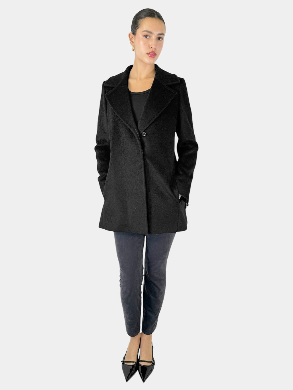 Camel Hair Single-Button Coat - Size 10