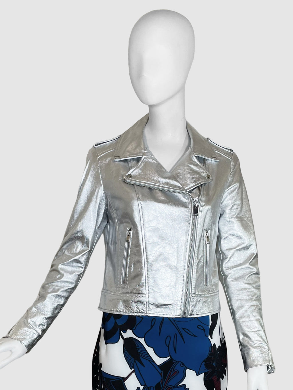 Lamarque Metallic Leather Moto Jacket - Size S