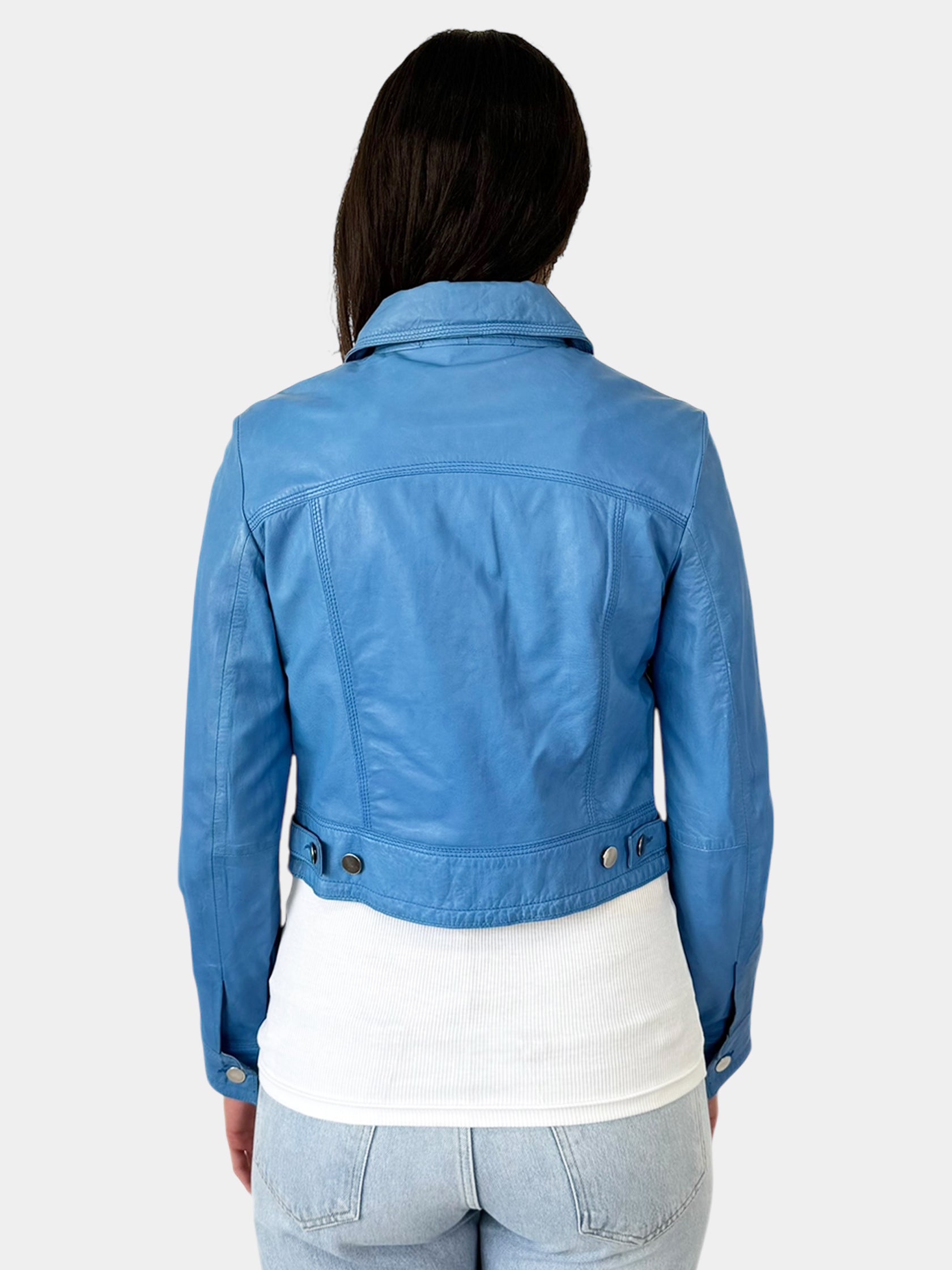 Leather Button-Up Short Jacket