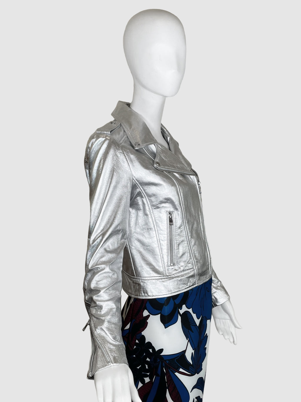 Lamarque Metallic Leather Moto Jacket - Size S
