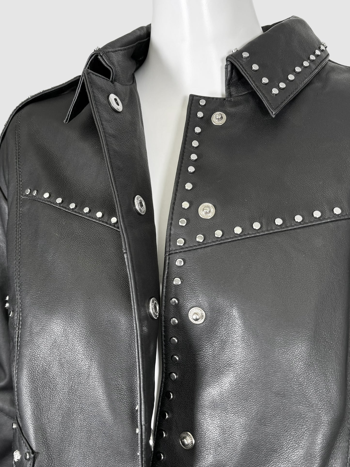 Belvisa Studded Leather Jacket - Size 36