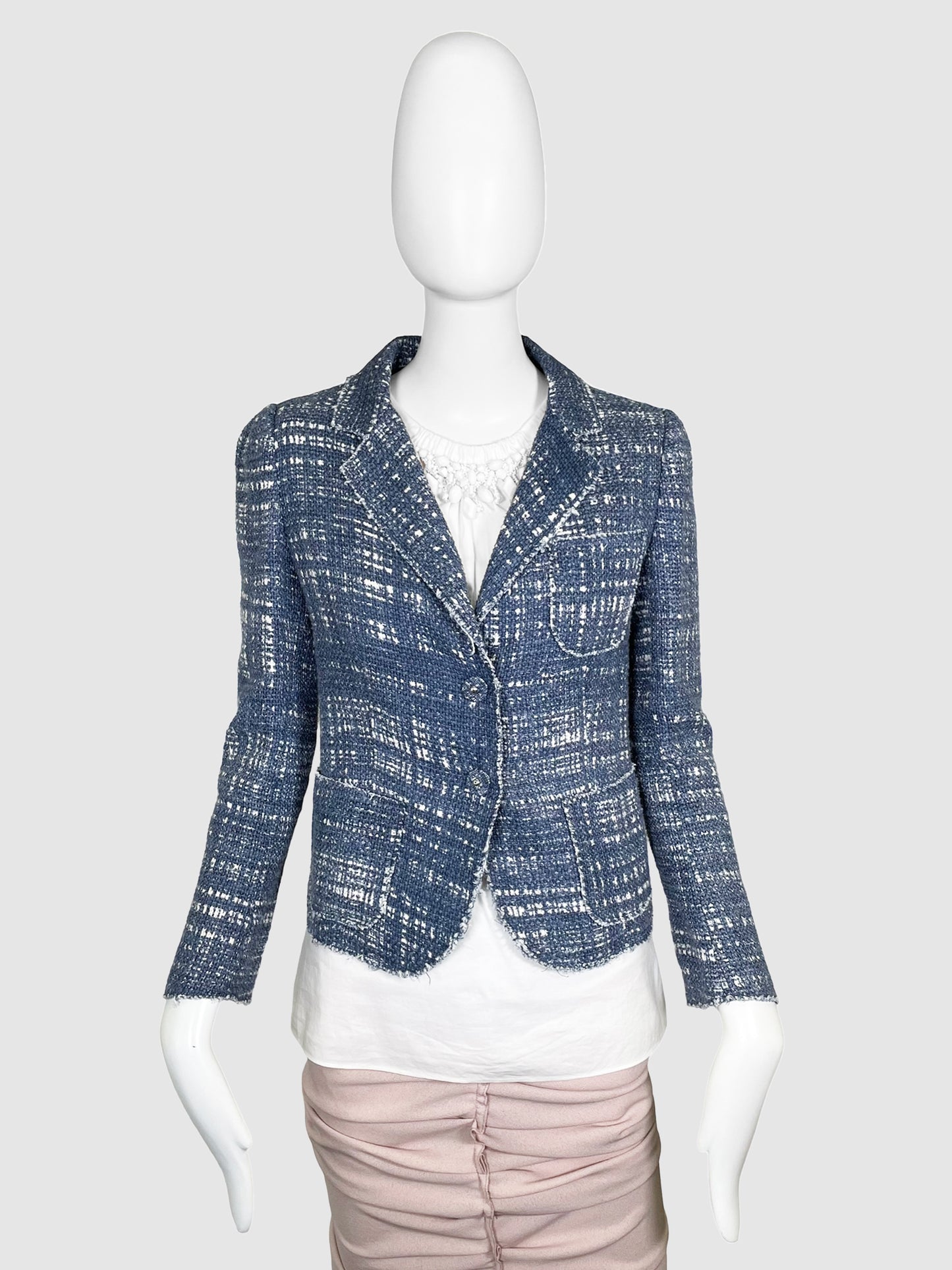 Prada Tweed Single-Breasted Blazer - Size 40