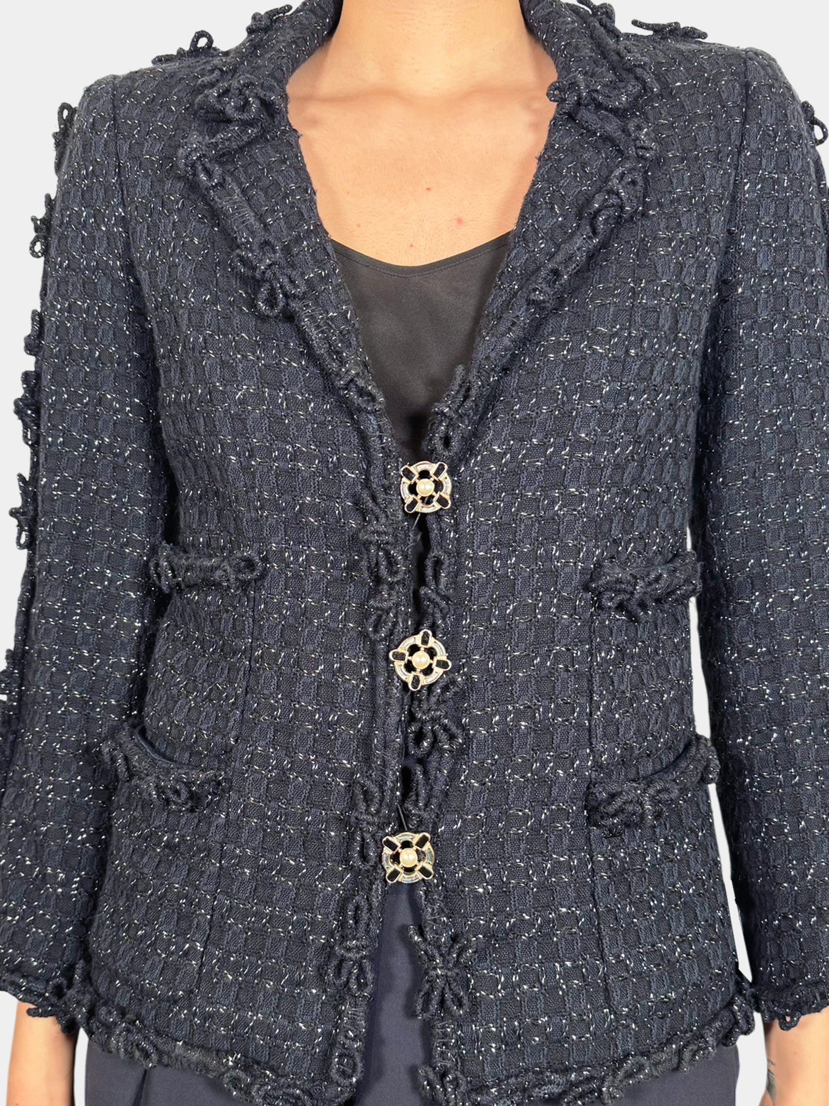 Tweed Single-Breasted Blazer - Size 38