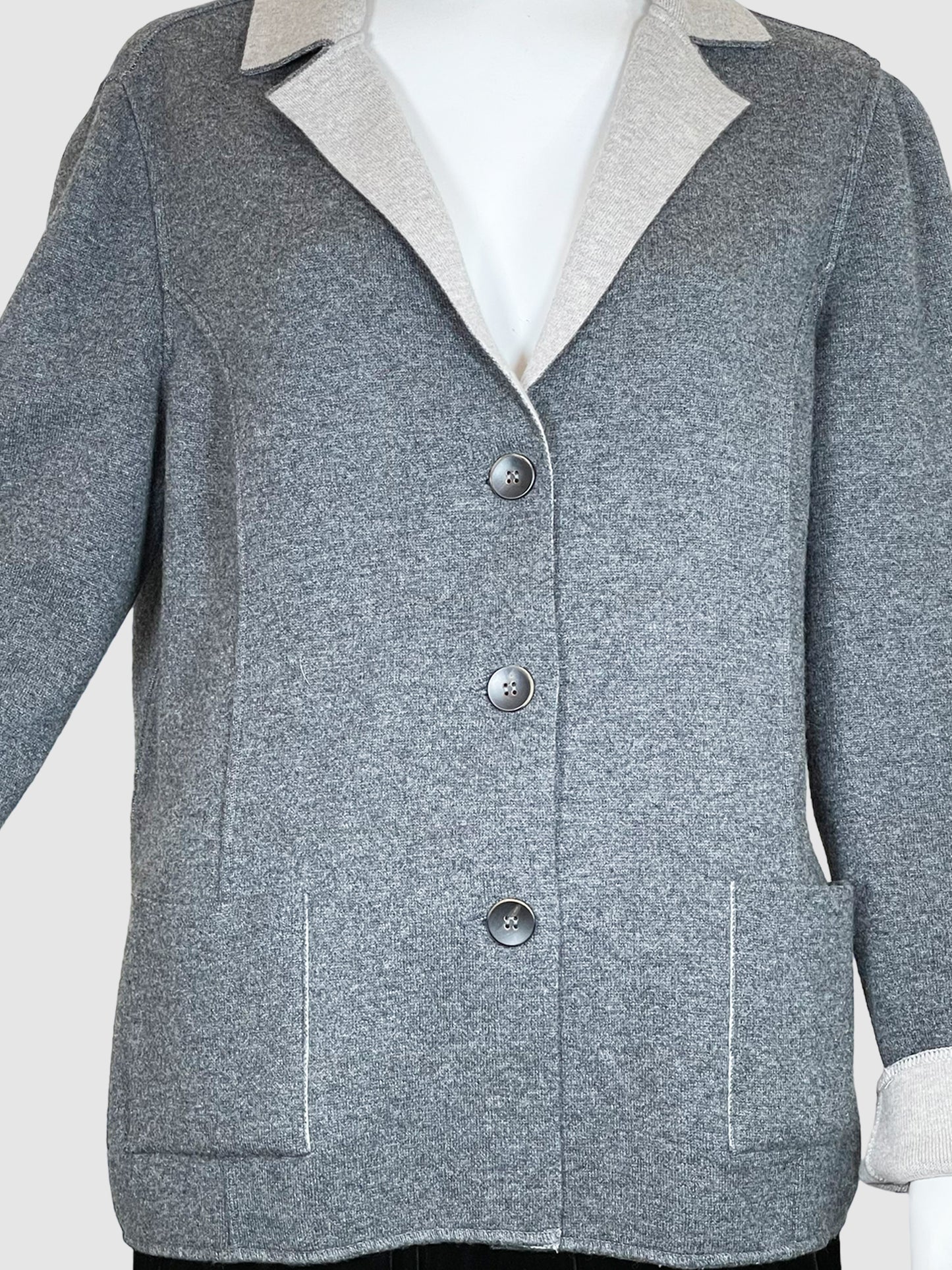 Le Tricot Perugia Reversible Button-Up Jacket - Size XL