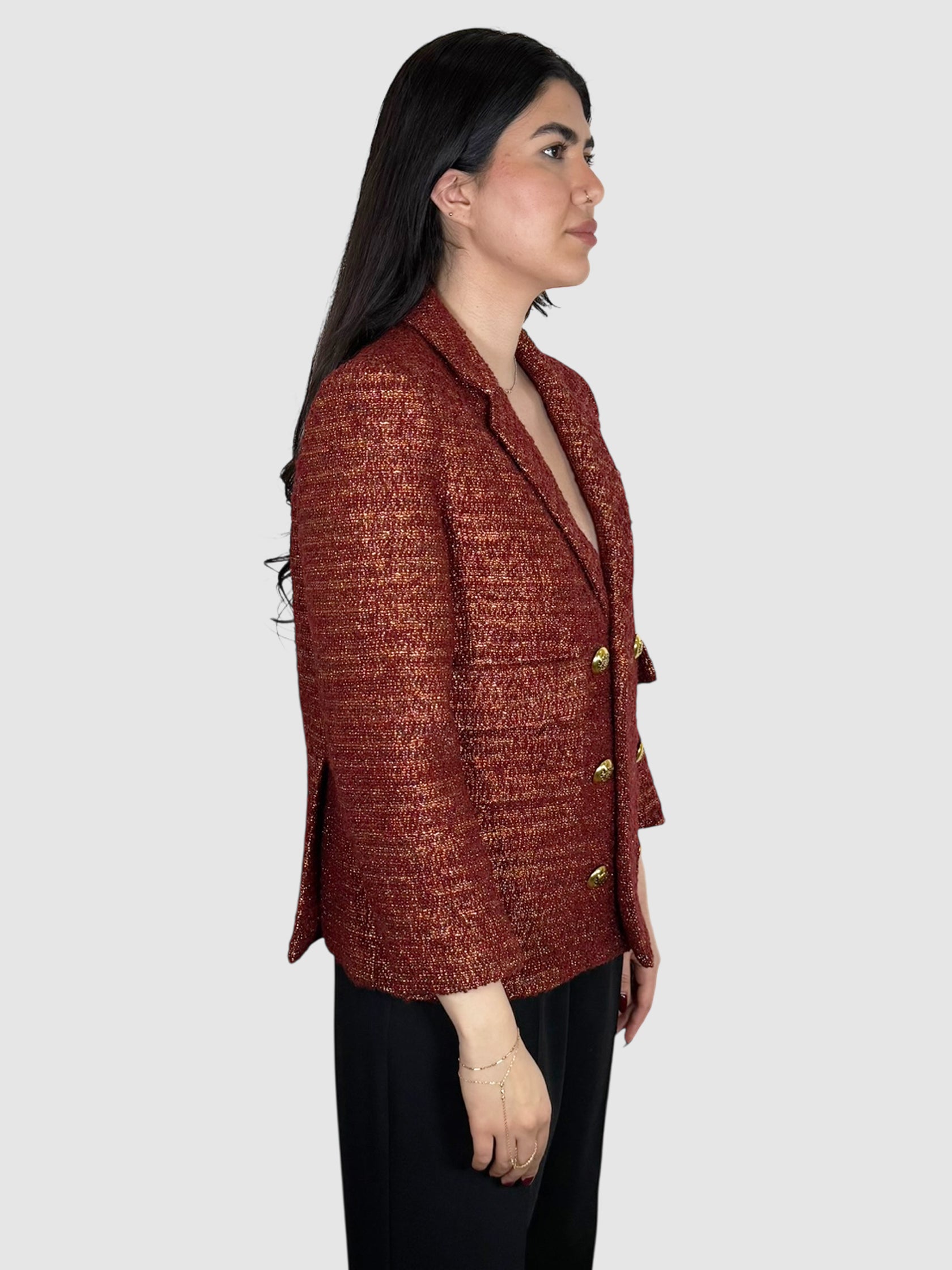 Metallic Double-Breasted Blazer