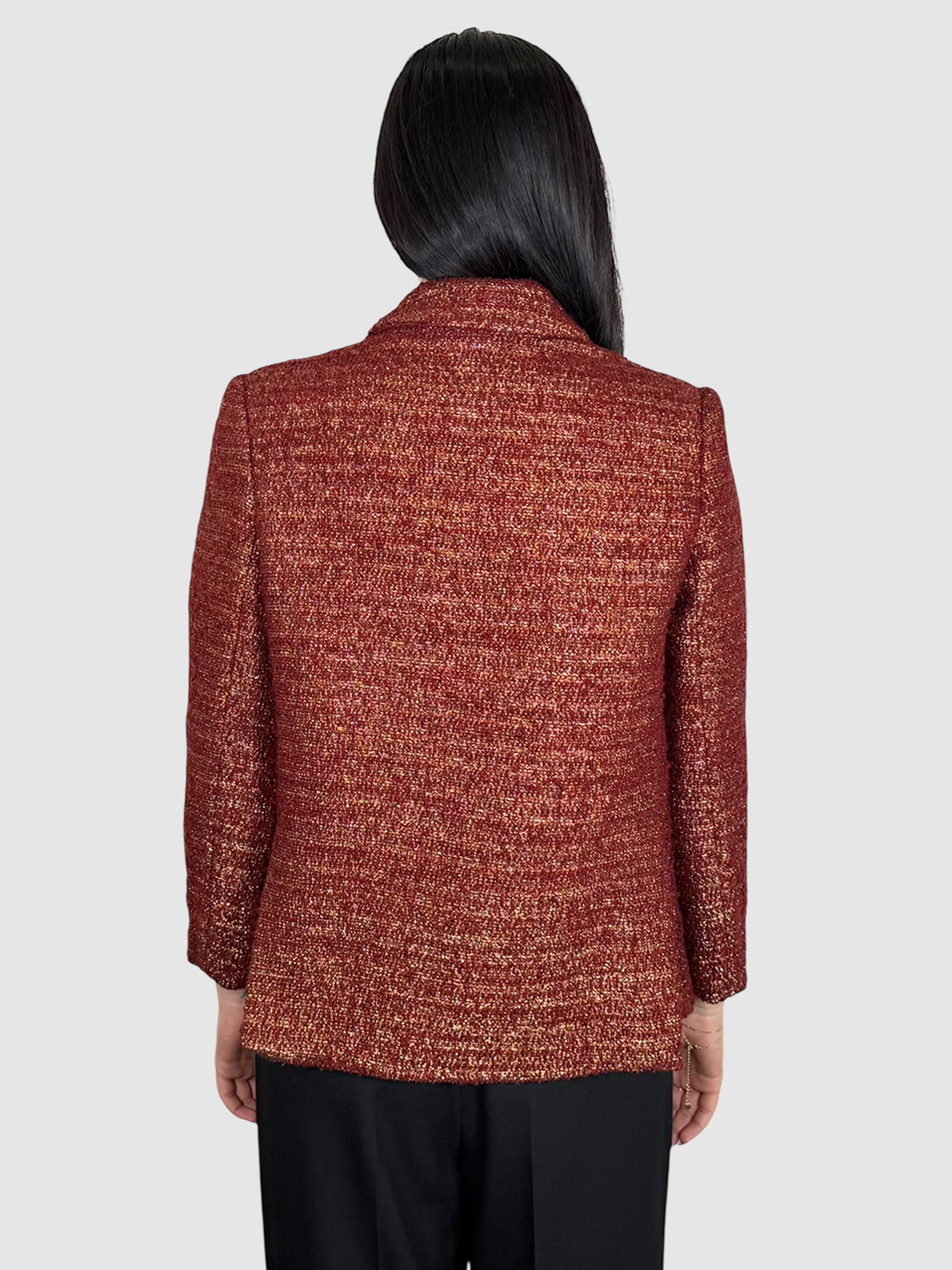 Metallic Double-Breasted Blazer