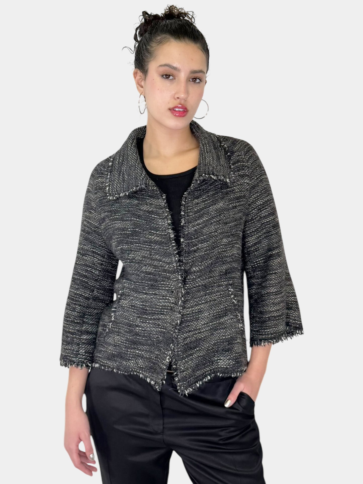 Tweed Single-Button Jacket - Size 38