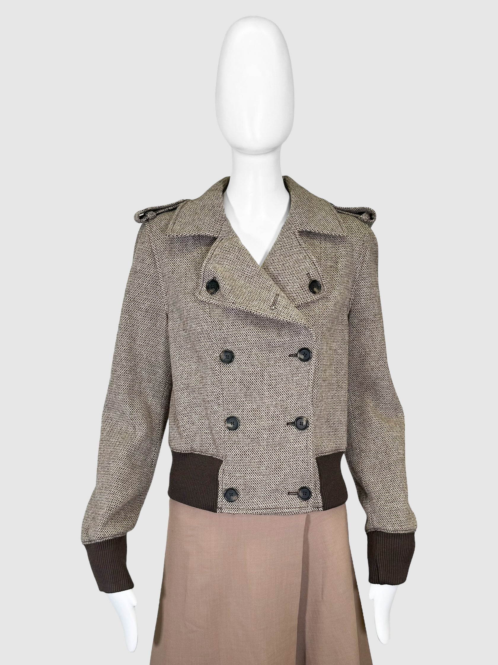 Double-Breasted Tweed Jacket - Size 42