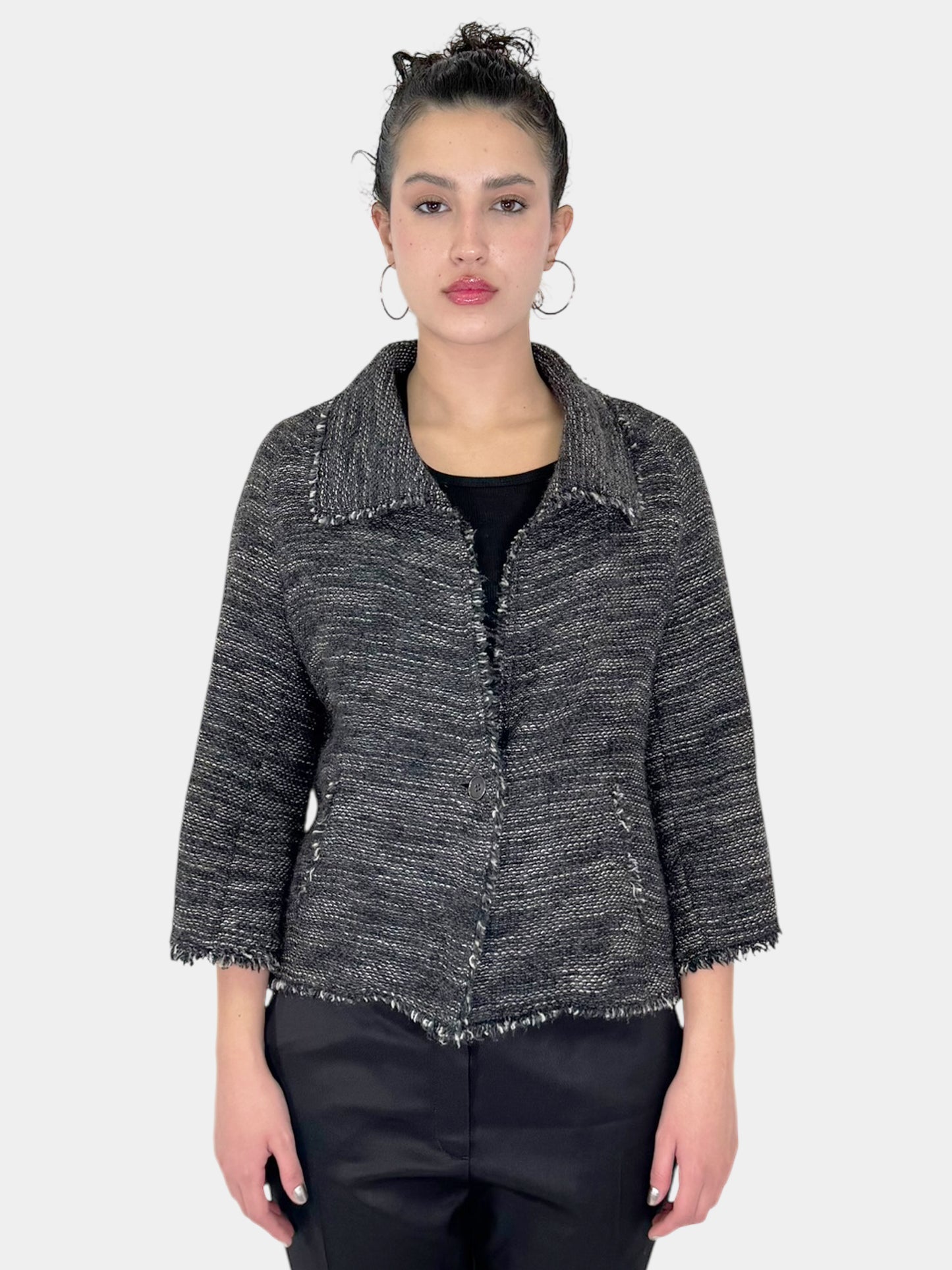 Tweed Single-Button Jacket - Size 38