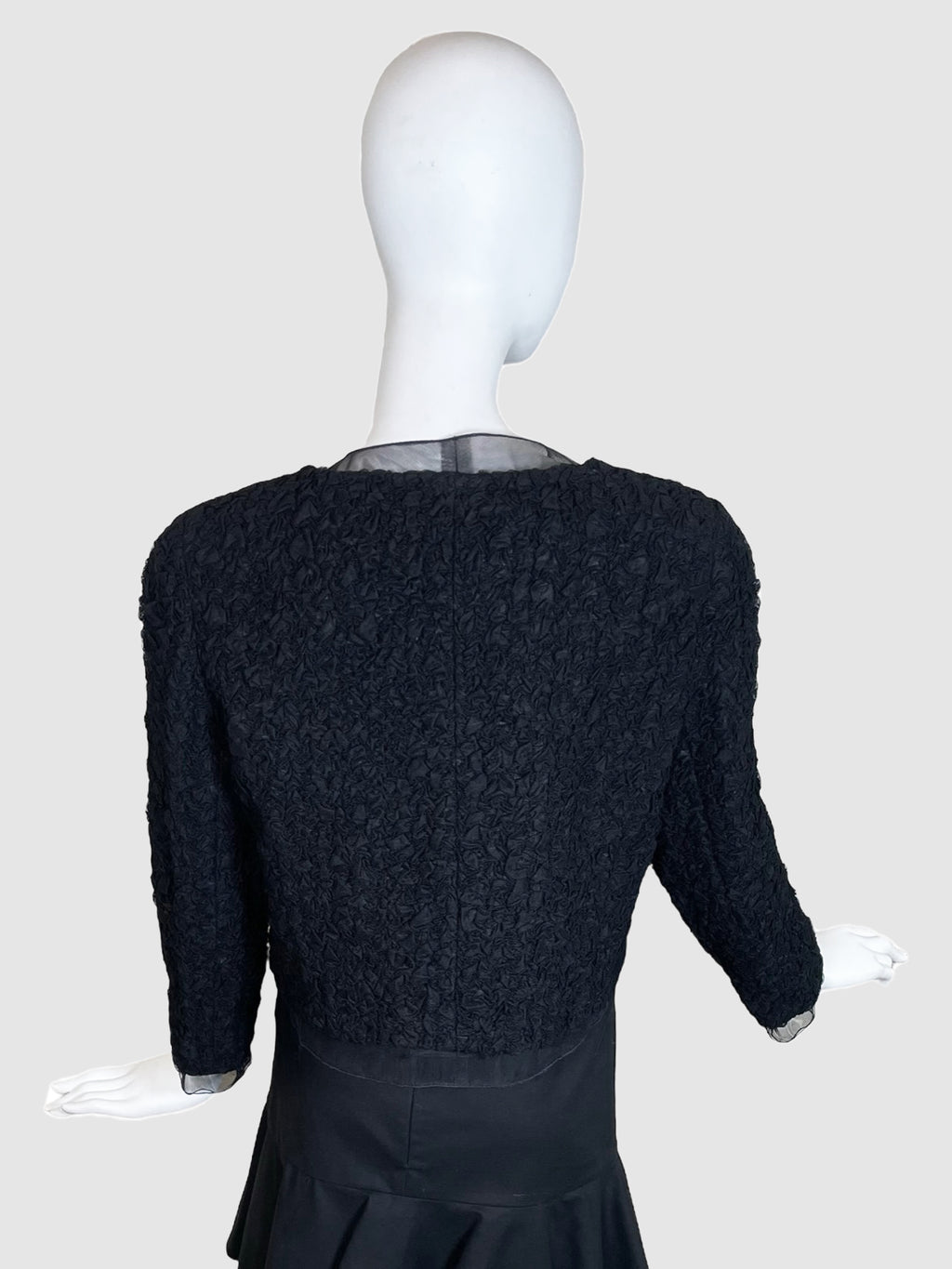 Ruched Mesh Trim Open Jacket - Size 44