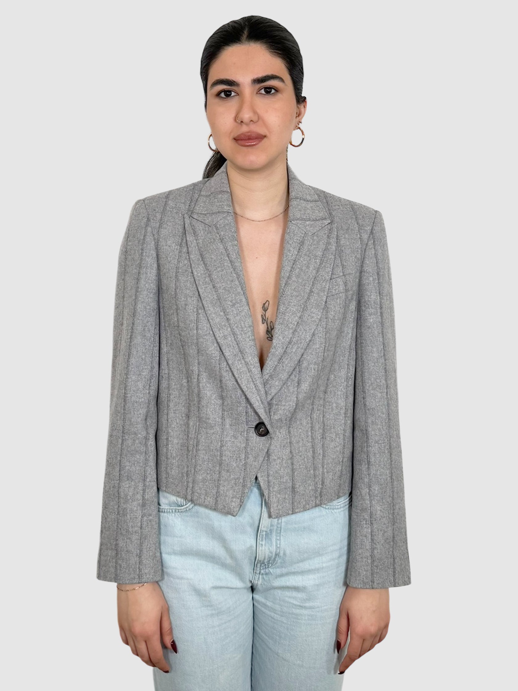 Crop Pinstripe Blazer