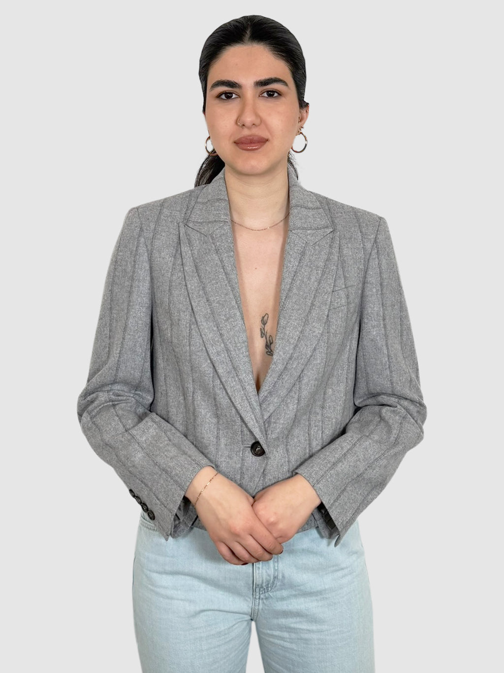 Crop Pinstripe Blazer