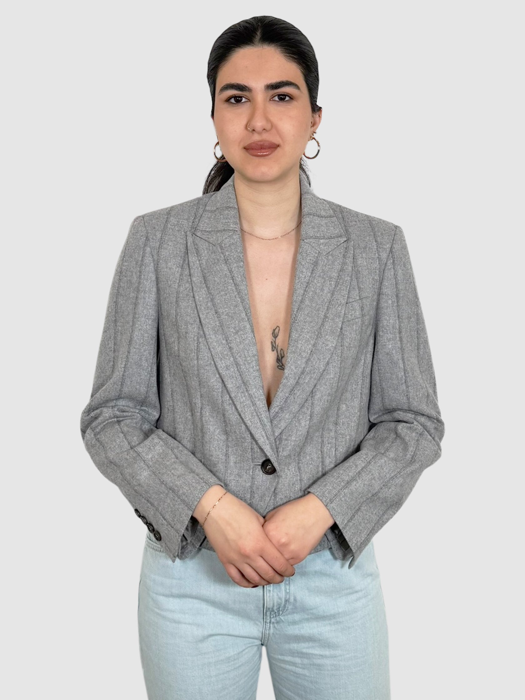 Crop Pinstripe Blazer