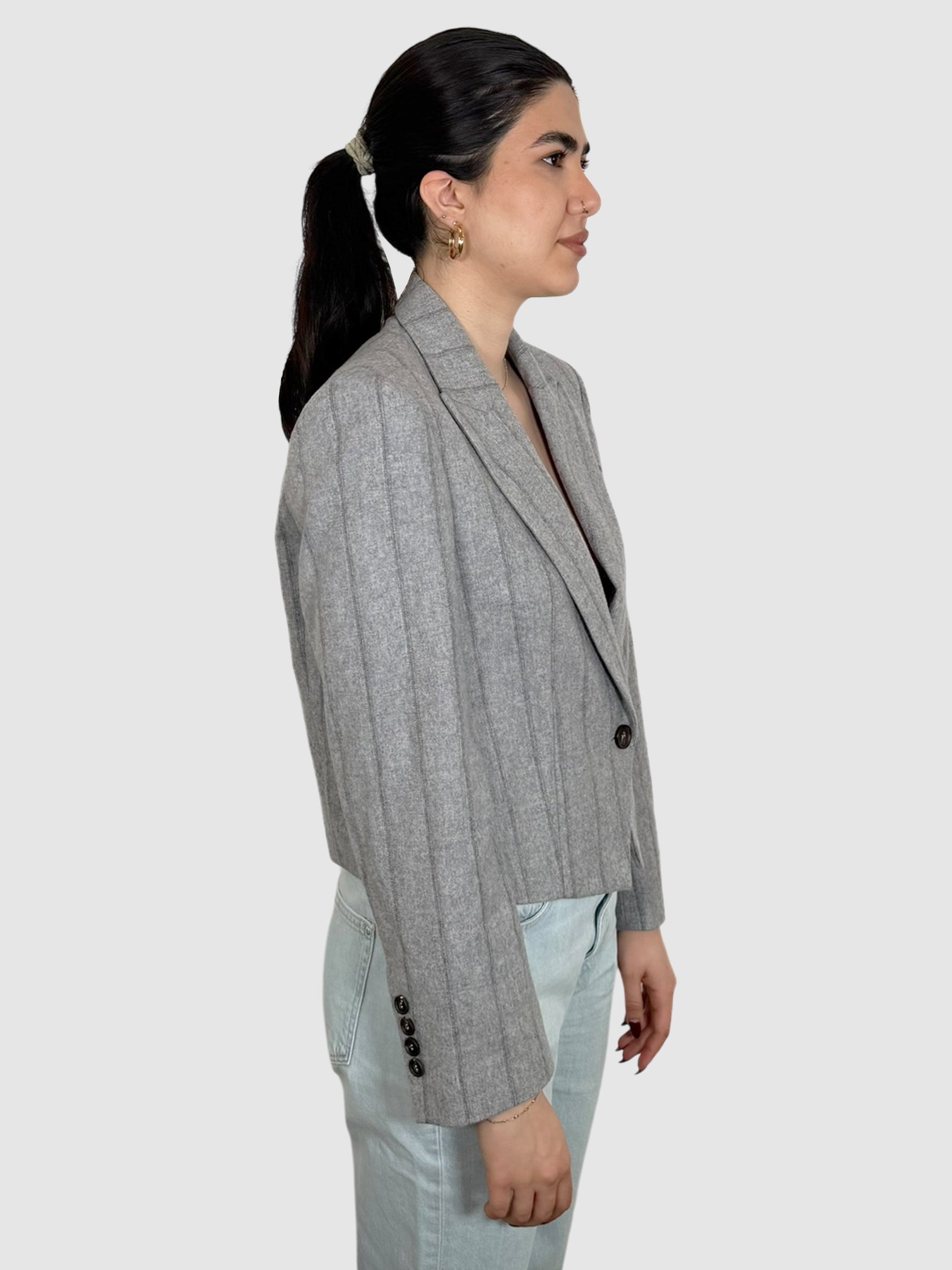 Crop Pinstripe Blazer