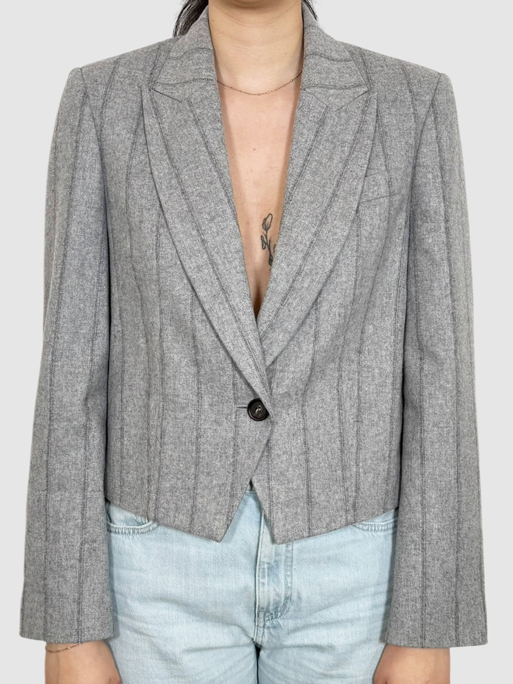 Crop Pinstripe Blazer