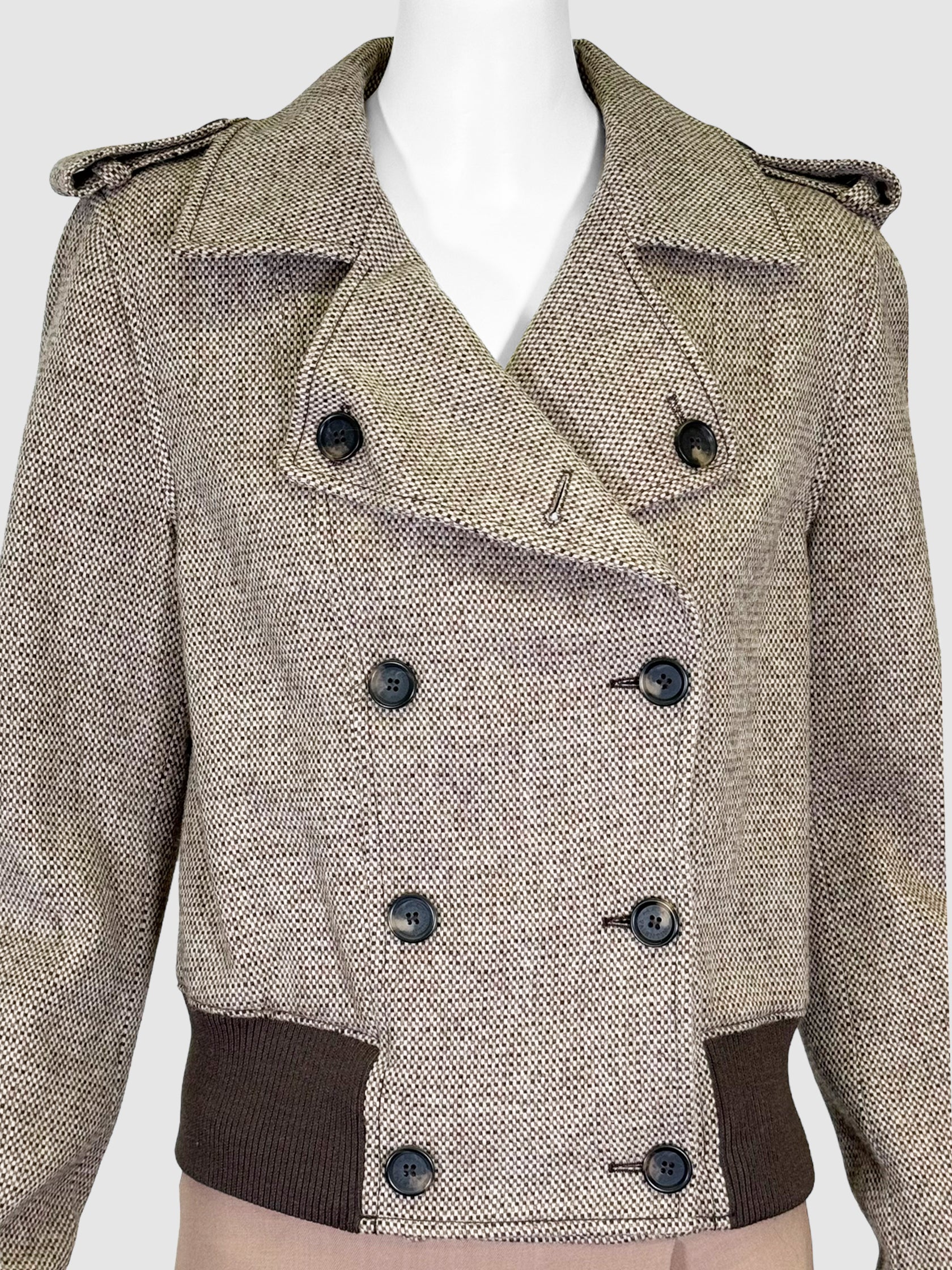 Double-Breasted Tweed Jacket - Size 42