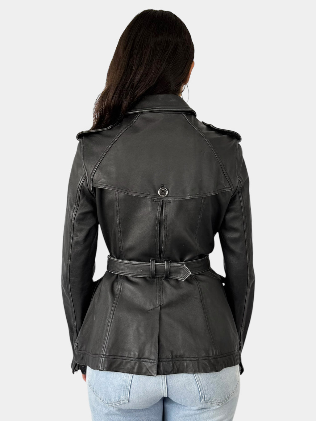 Belted Leather Jacket - Size 10