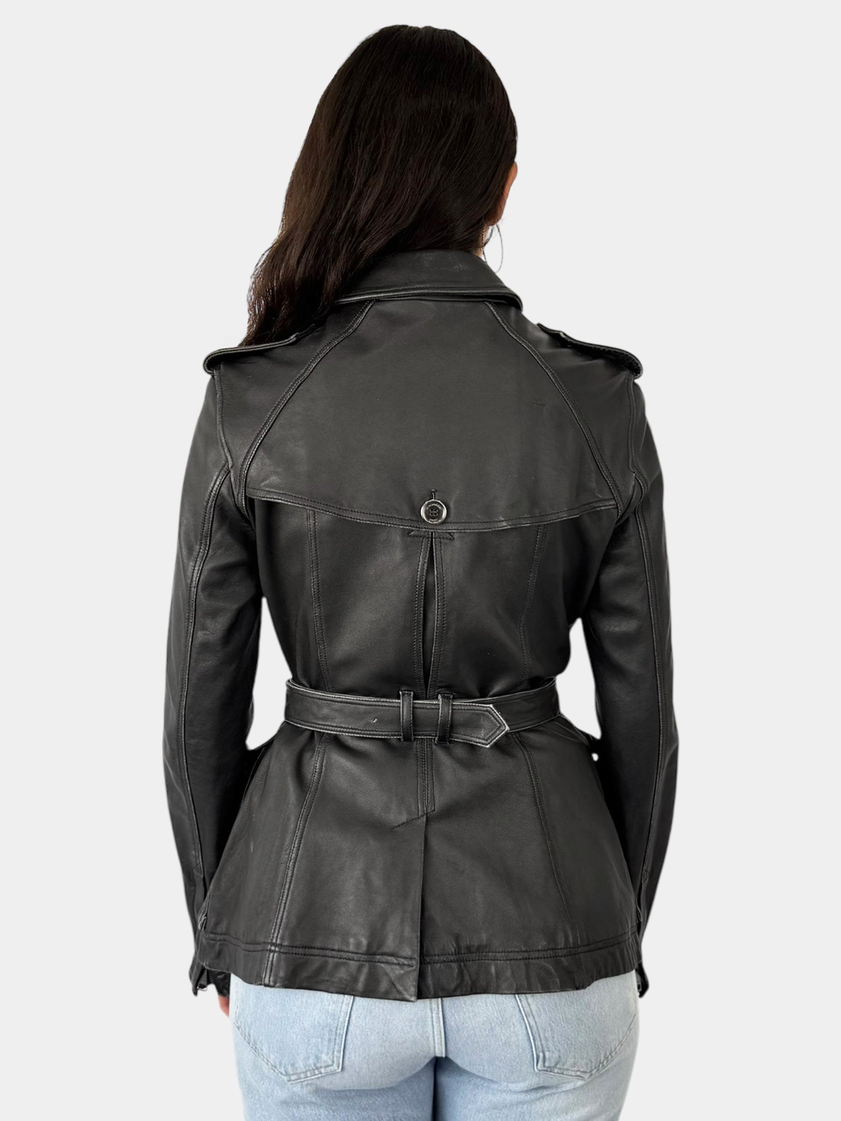 Belted Leather Jacket - Size 10