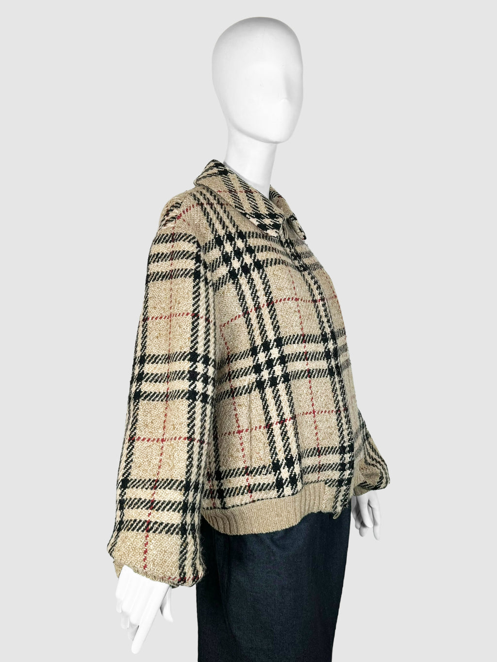 House Check Wool Zip-Up Jacket - Size L