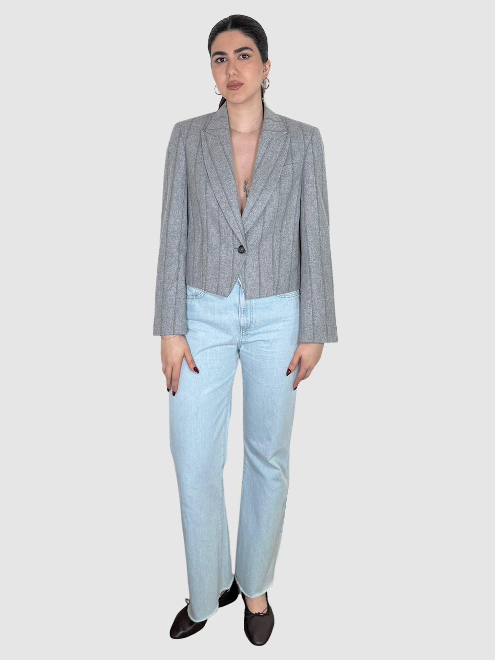 Crop Pinstripe Blazer