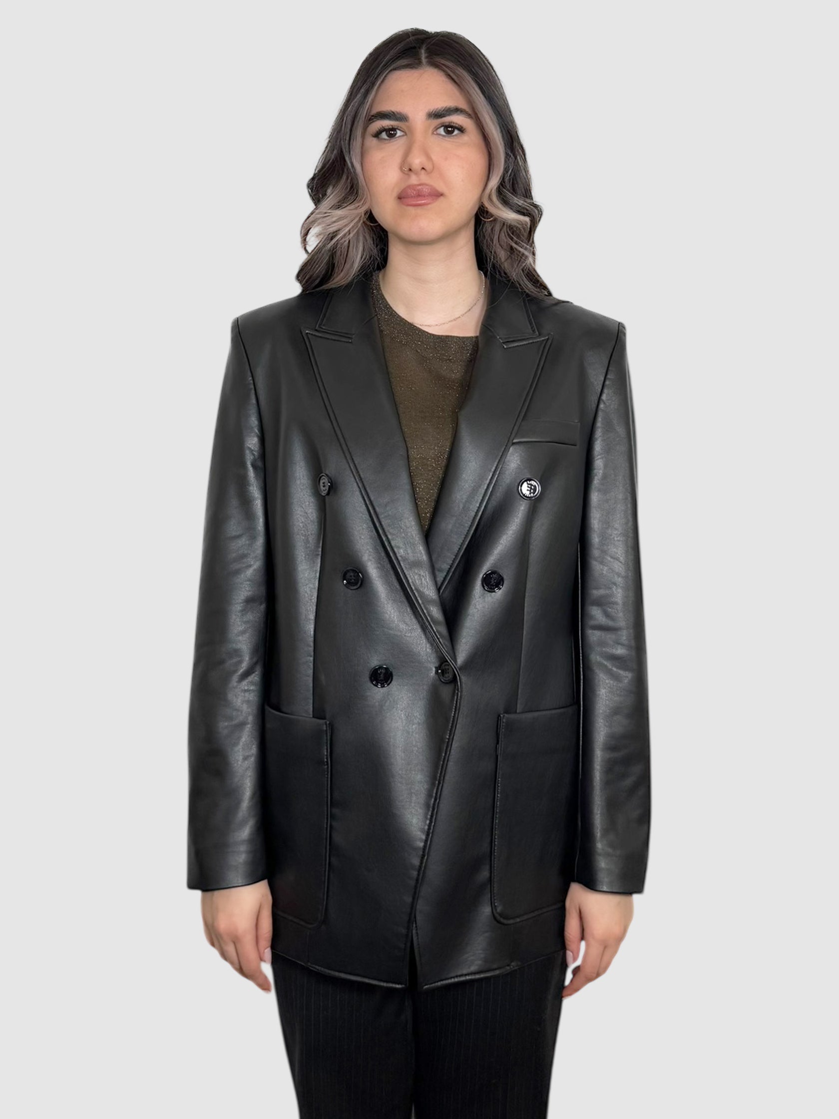 Faux Leather Blazer