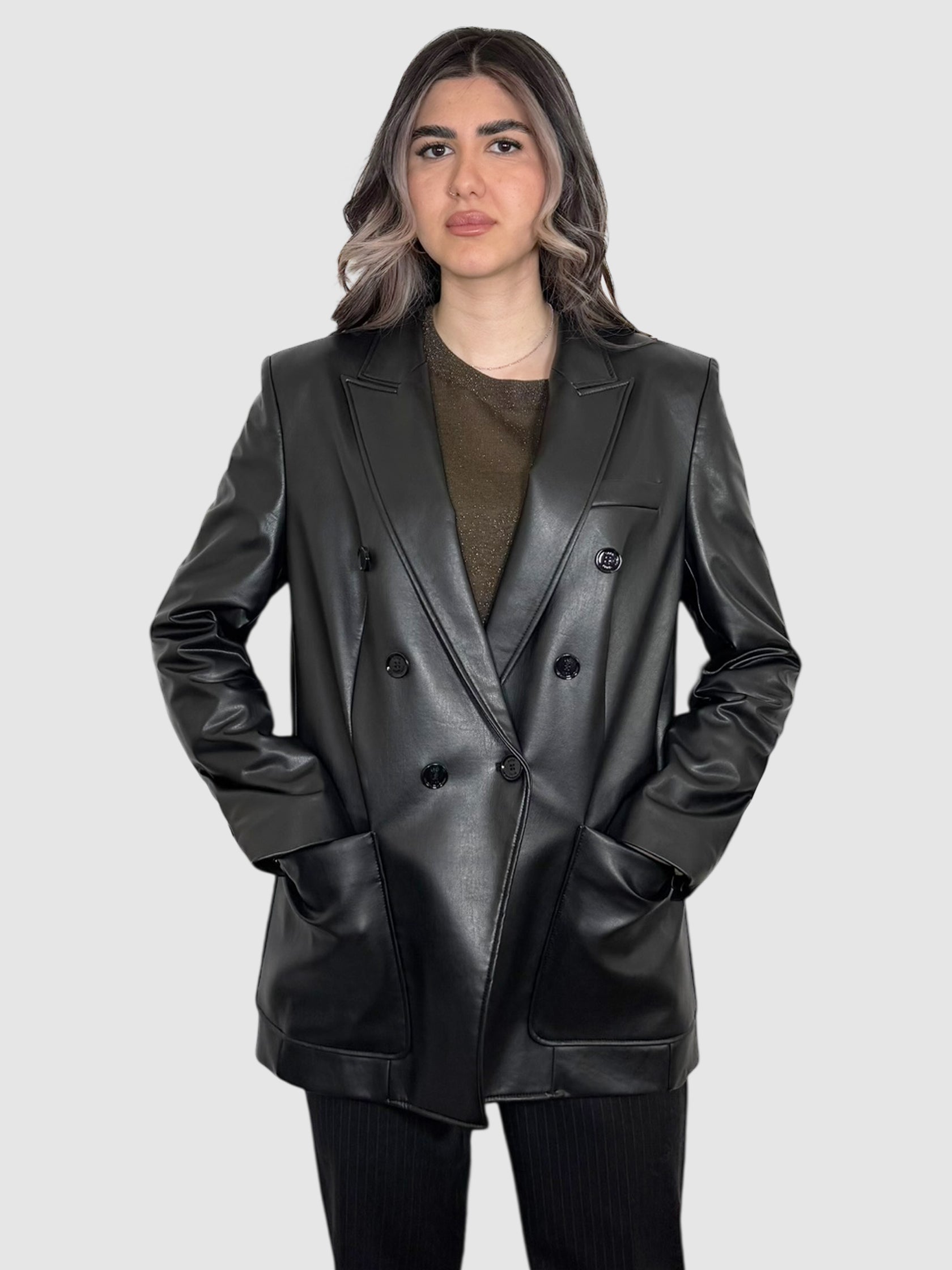 Faux Leather Blazer