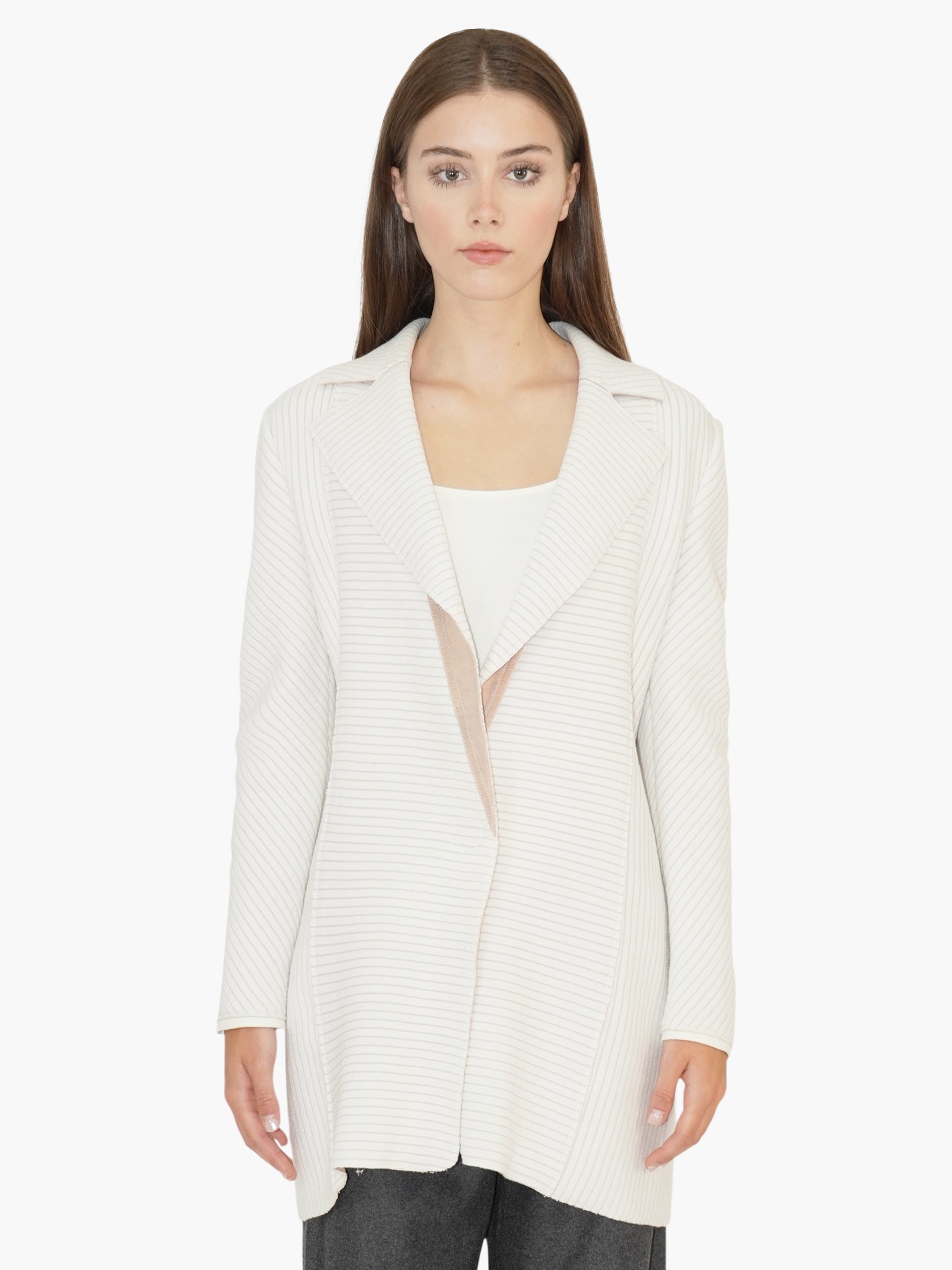 Ribbed Single-Button Jacket