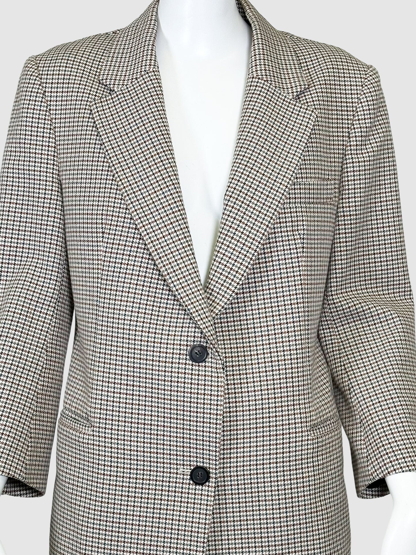 Houndstooth Single-Breasted Blazer - Size 12