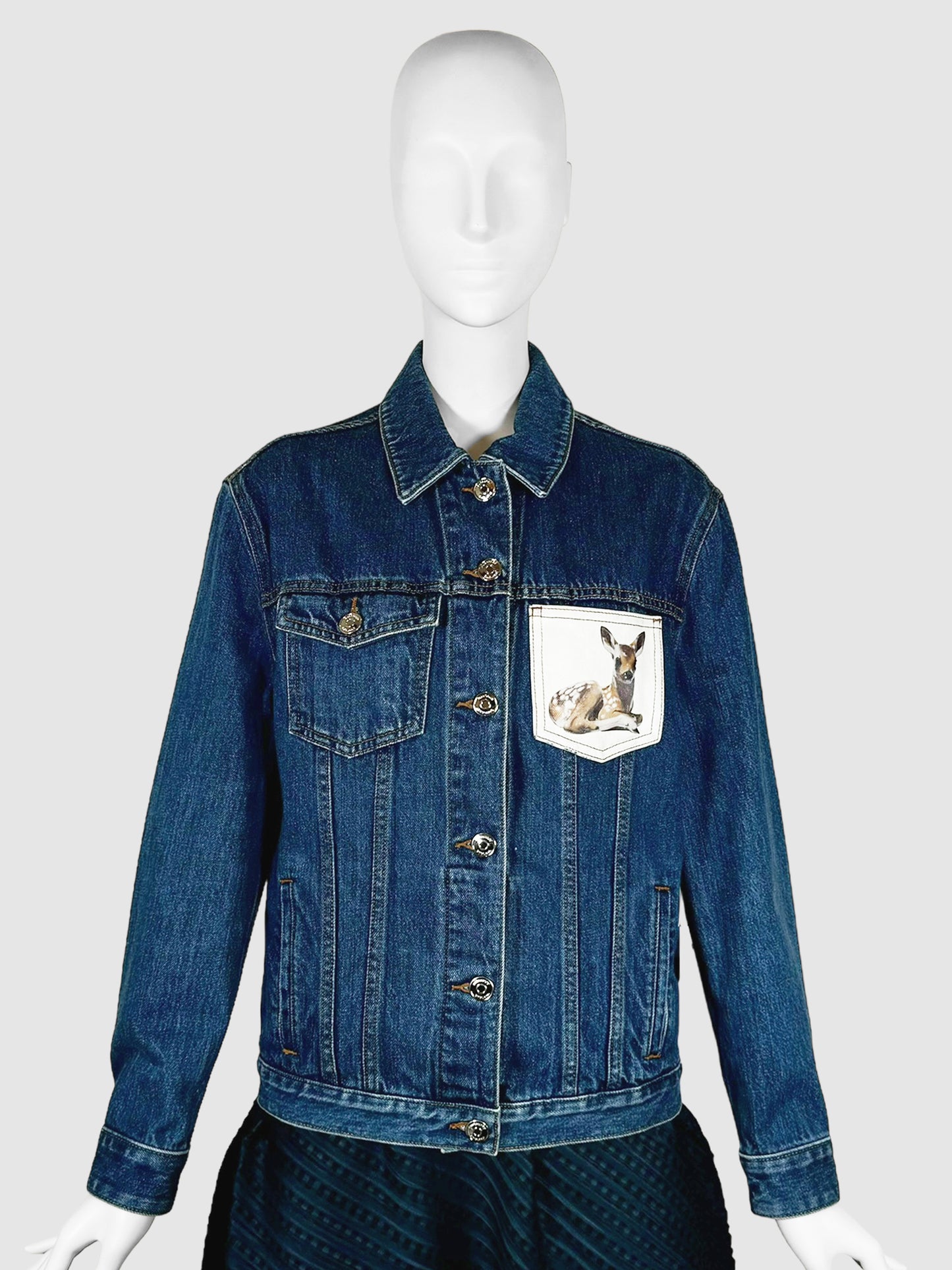 Deer Motif Denim Jacket - Size 2