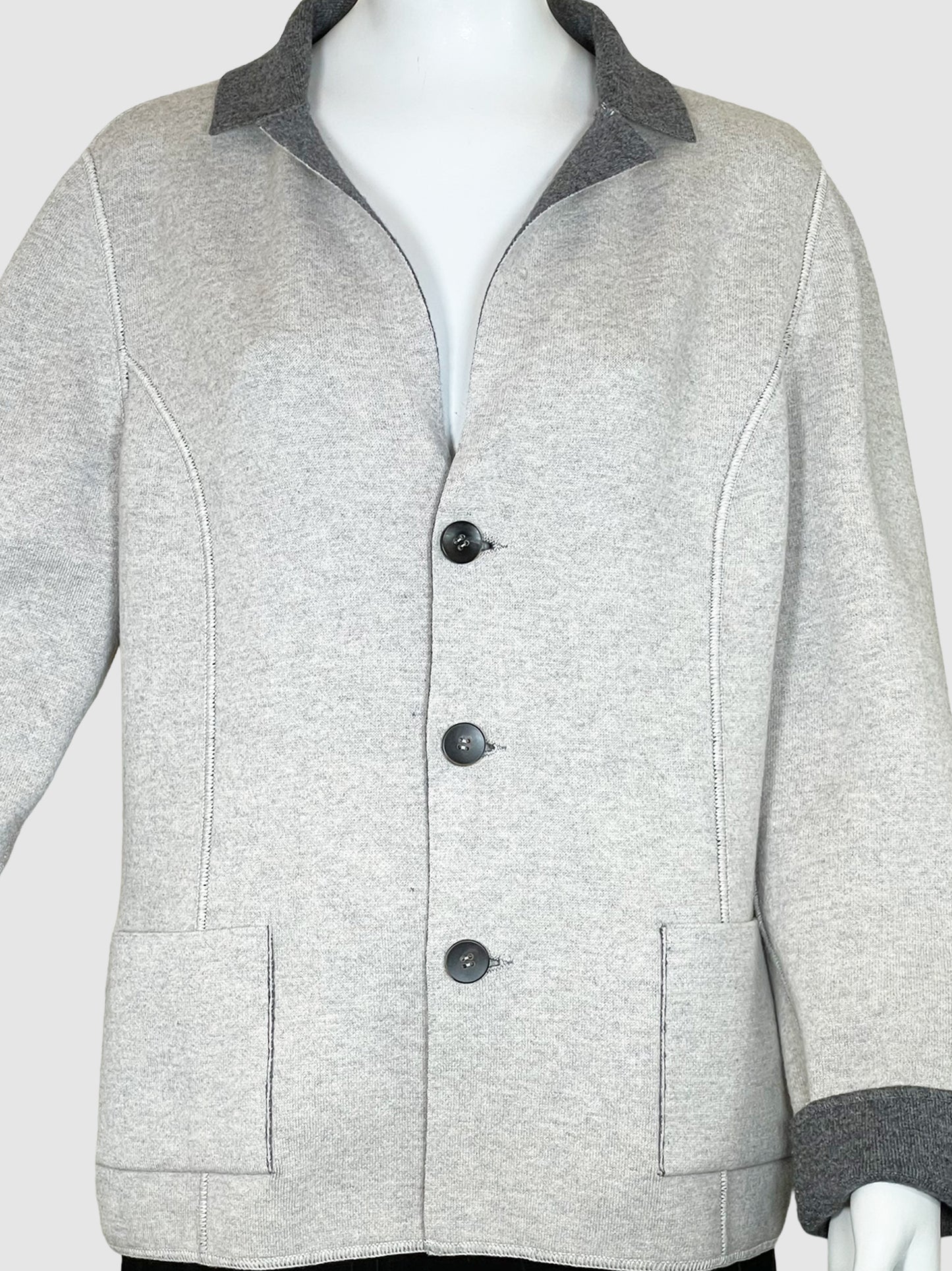 Le Tricot Perugia Reversible Button-Up Jacket - Size XL