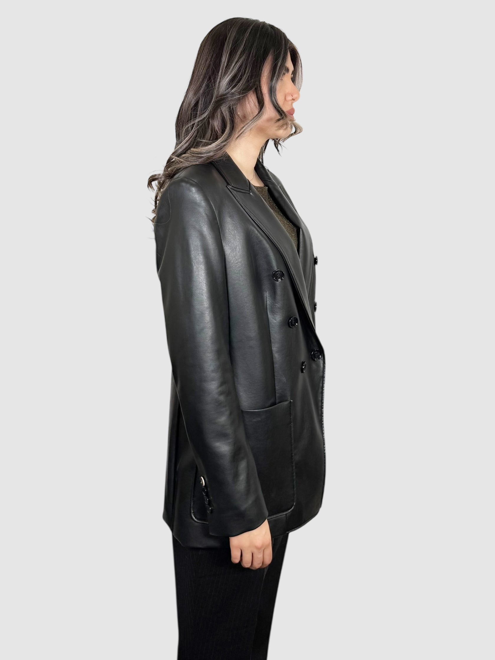 Faux Leather Blazer