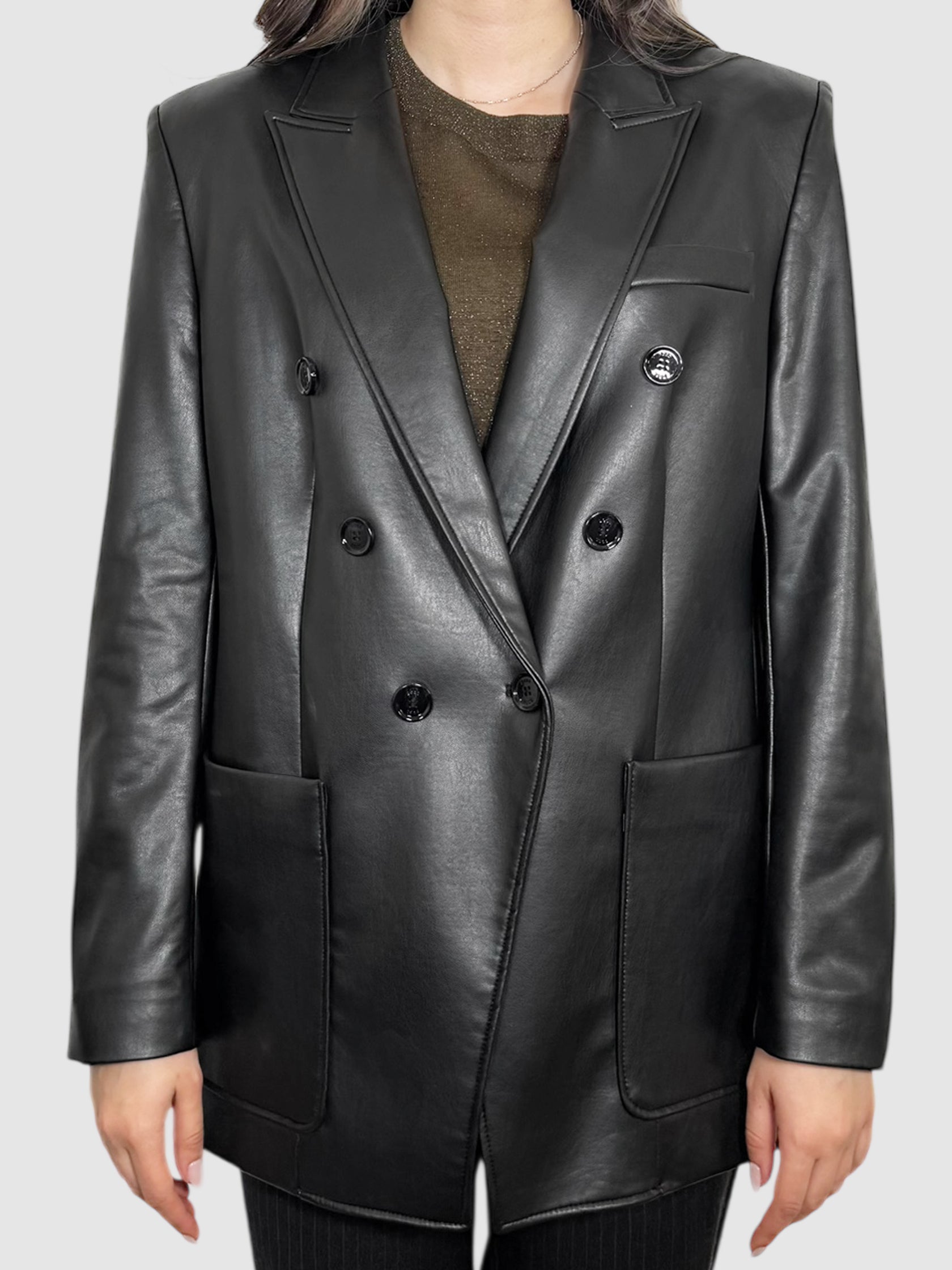 Faux Leather Blazer