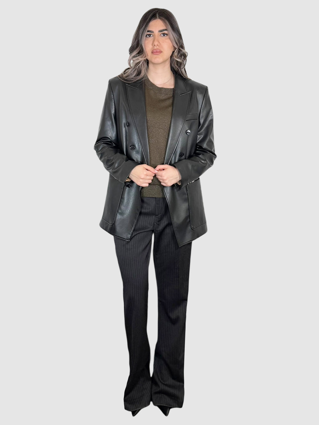Faux Leather Blazer