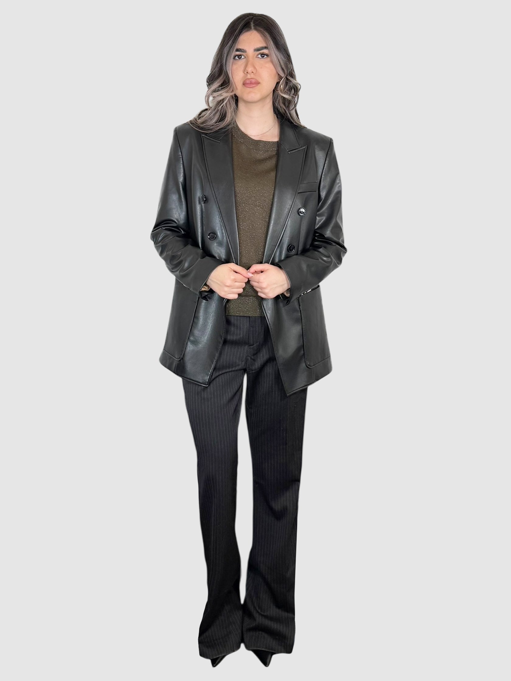 Faux Leather Blazer