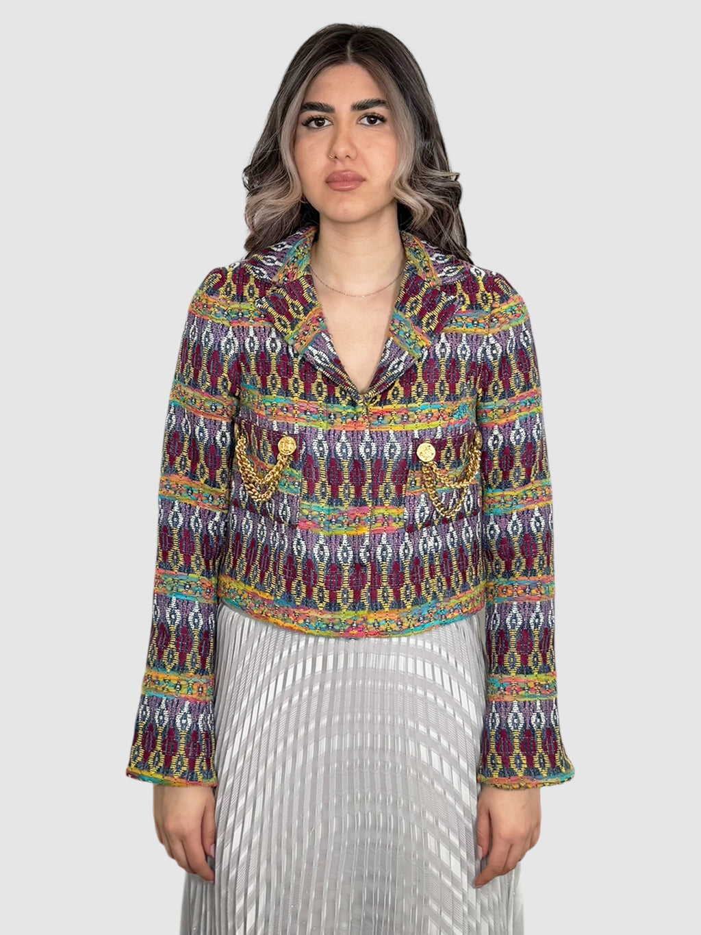 Crop Jacquard Blazer