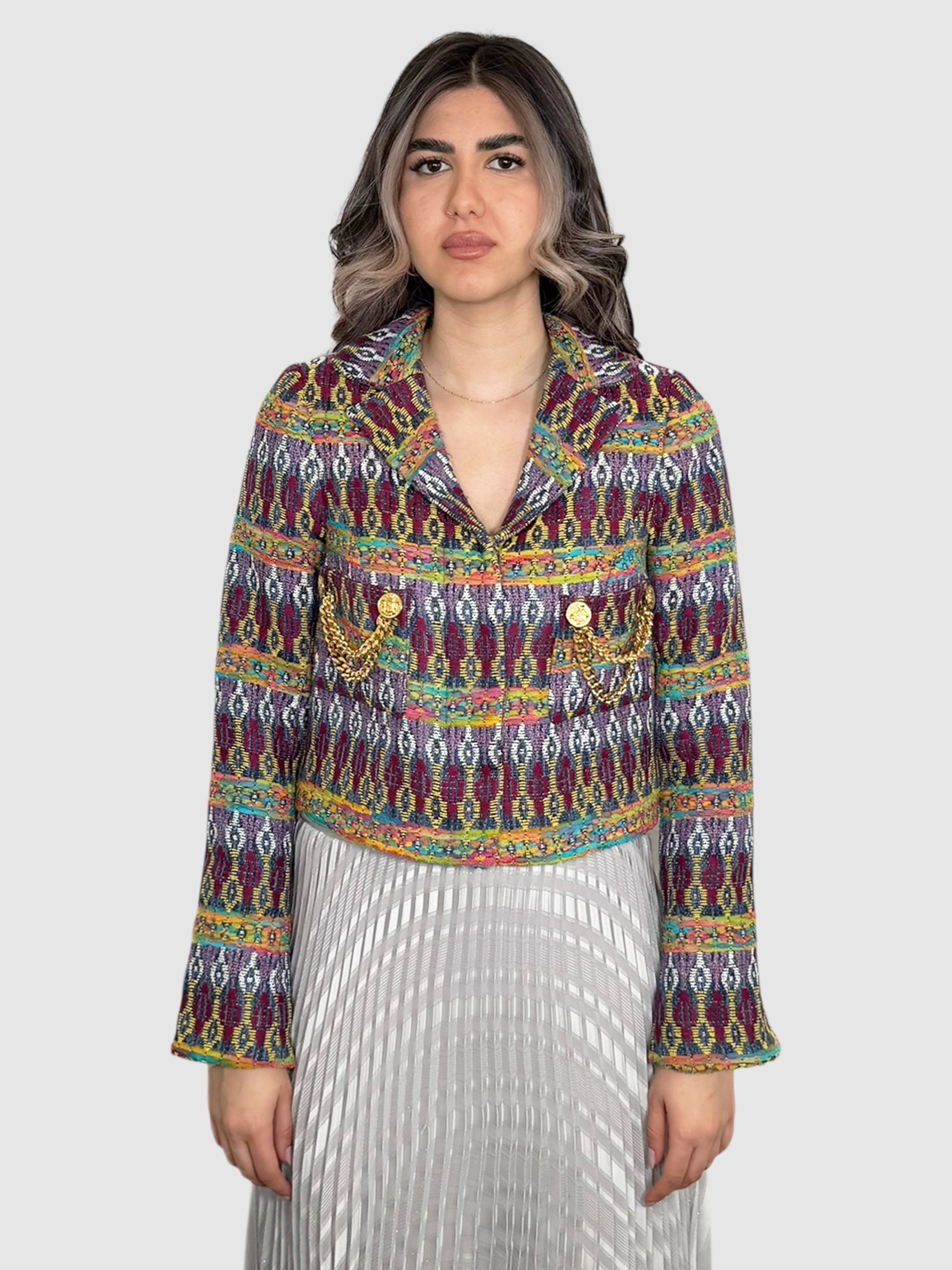 Crop Jacquard Blazer