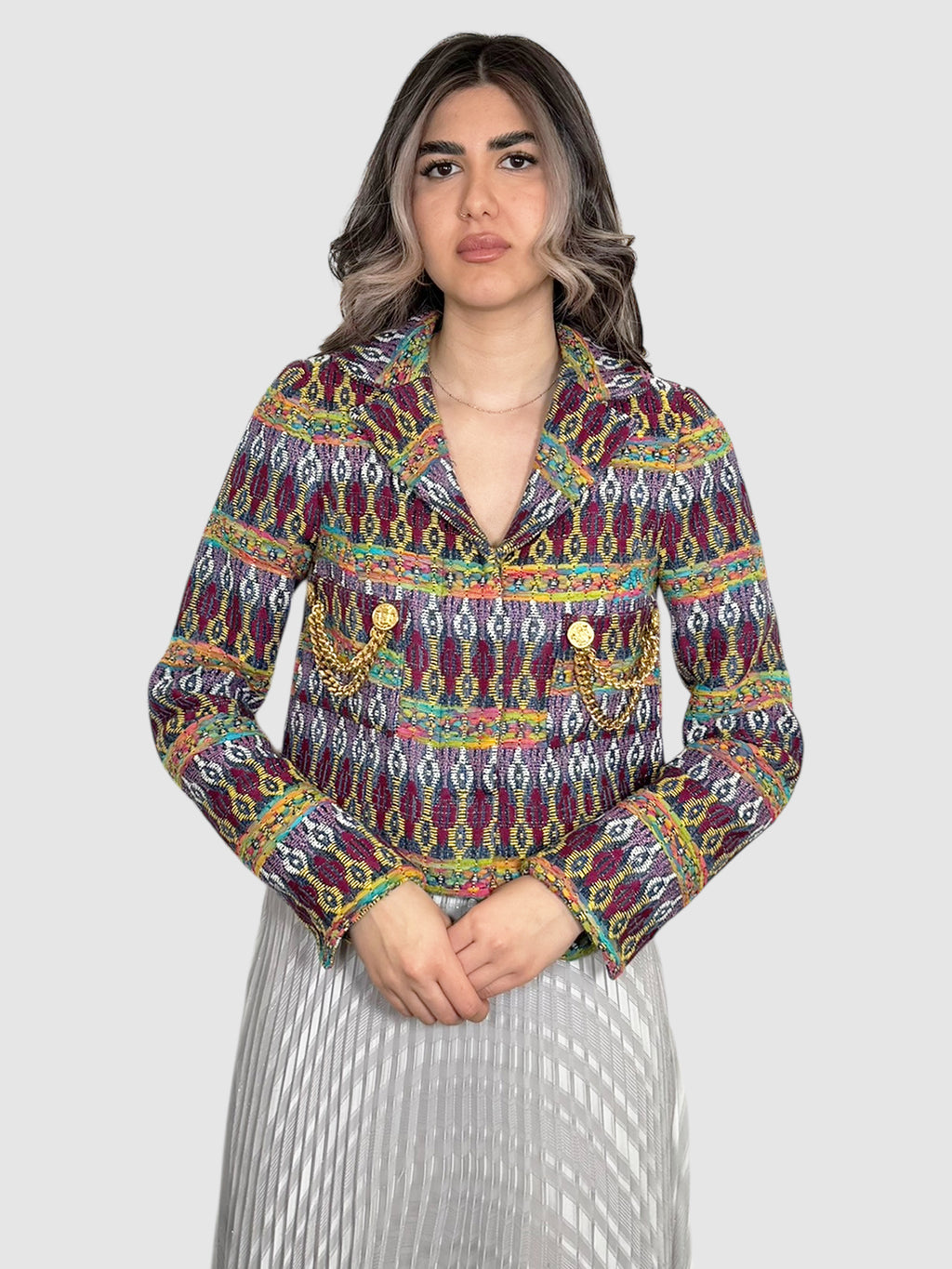 Crop Jacquard Blazer