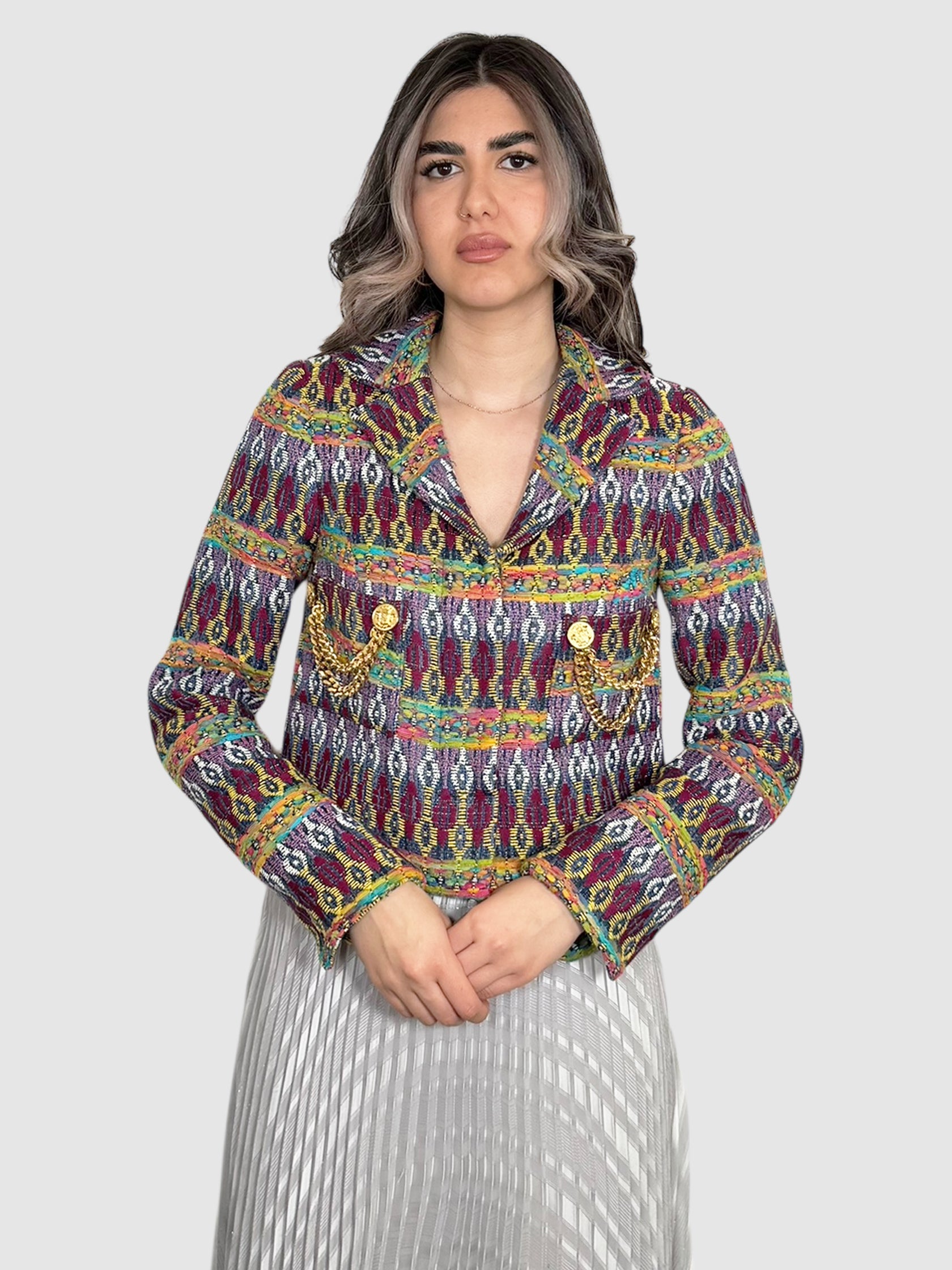 Crop Jacquard Blazer
