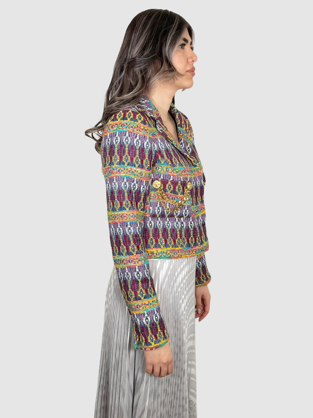 Crop Jacquard Blazer