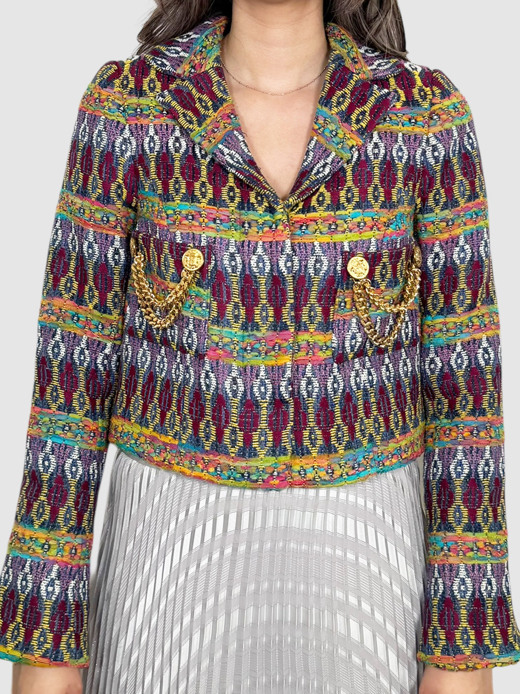 Crop Jacquard Blazer