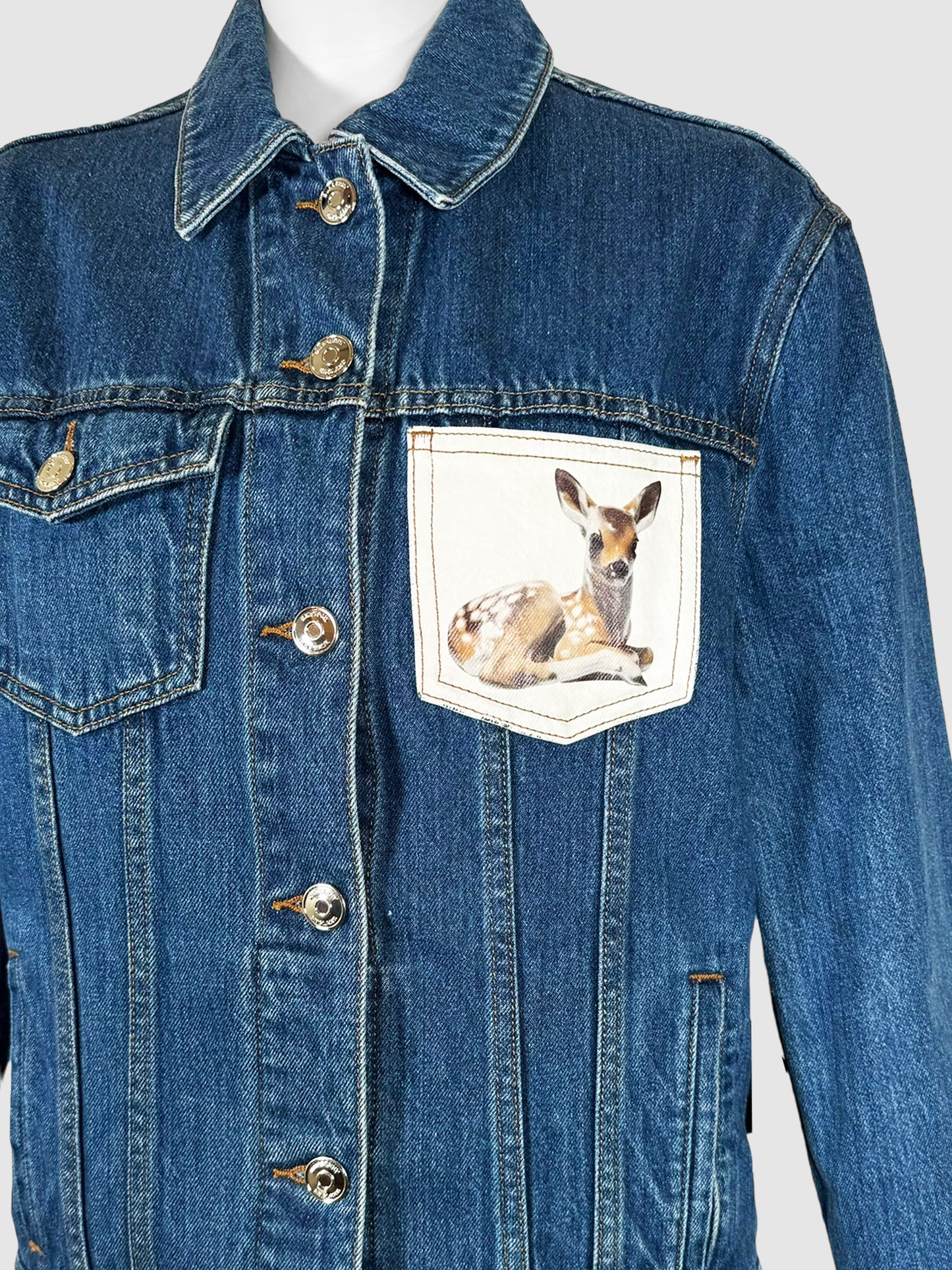 Deer Motif Denim Jacket - Size 2