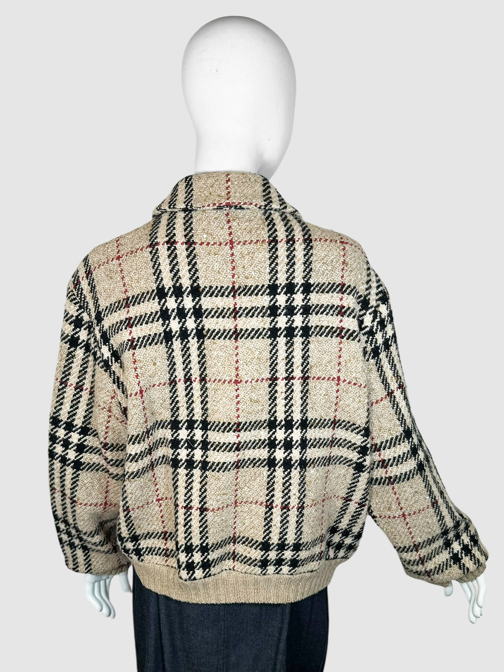 House Check Wool Zip-Up Jacket - Size L