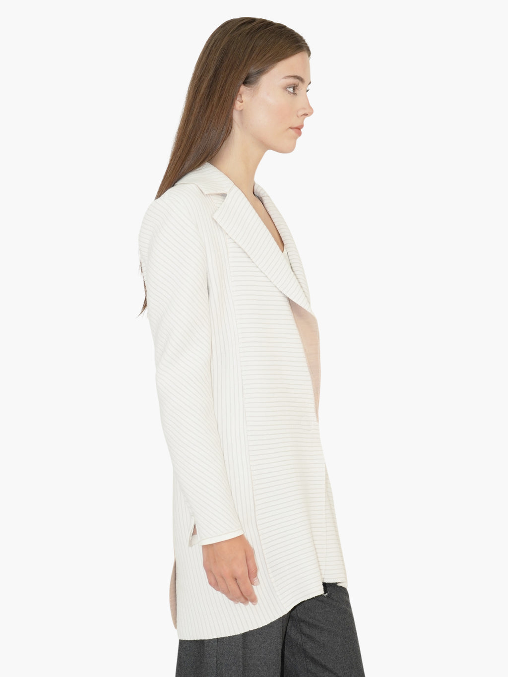 Ribbed Single-Button Jacket